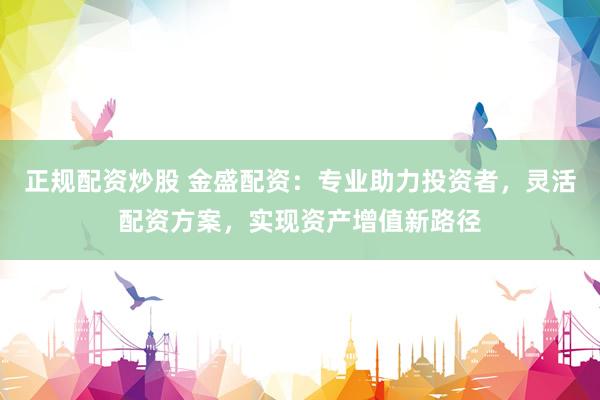 正规配资炒股 金盛配资：专业助力投资者，灵活配资方案，实现资产增值新路径
