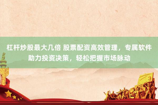 杠杆炒股最大几倍 股票配资高效管理，专属软件助力投资决策，轻松把握市场脉动