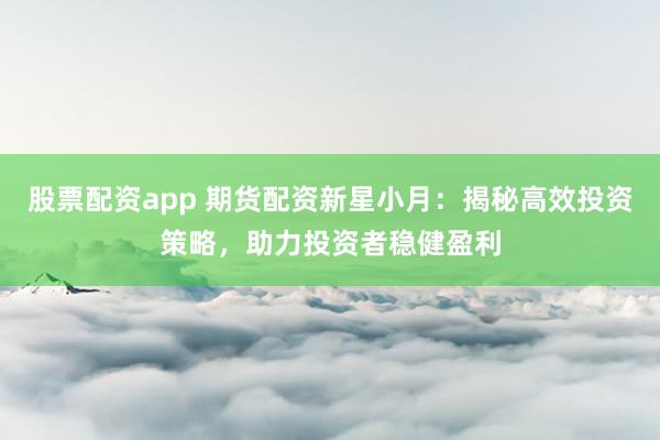 股票配资app 期货配资新星小月：揭秘高效投资策略，助力投资者稳健盈利