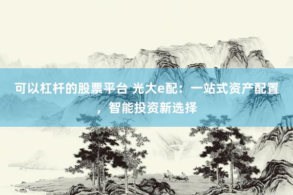 可以杠杆的股票平台 光大e配：一站式资产配置，智能投资新选择