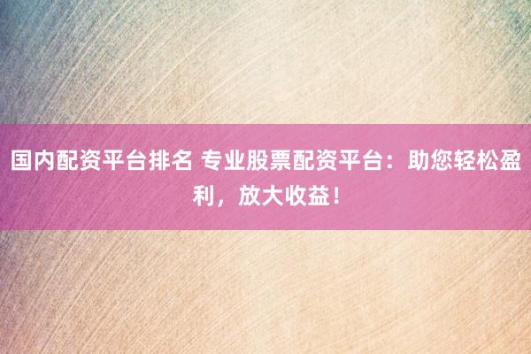 国内配资平台排名 专业股票配资平台：助您轻松盈利，放大收益！