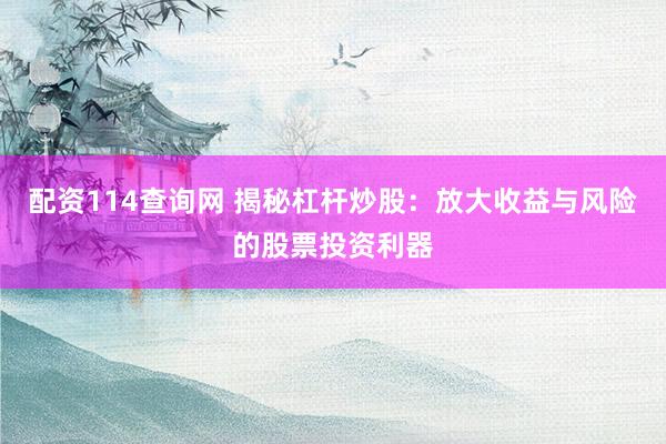 配资114查询网 揭秘杠杆炒股：放大收益与风险的股票投资利器