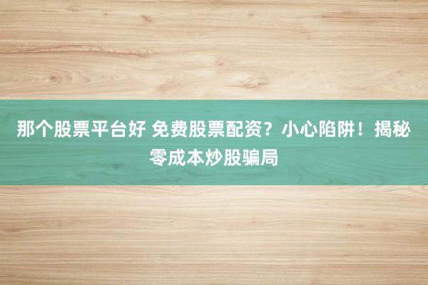 那个股票平台好 免费股票配资？小心陷阱！揭秘零成本炒股骗局