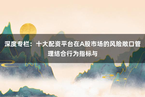 深度专栏：十大配资平台在A股市场的风险敞口管理结合行为指标与