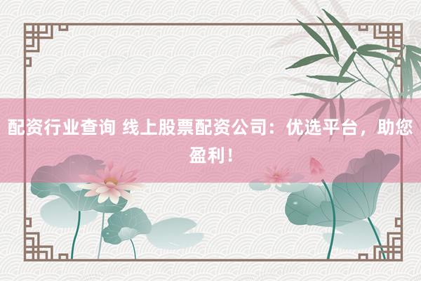 配资行业查询 线上股票配资公司：优选平台，助您盈利！