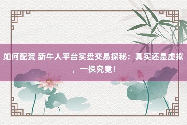 如何配资 新牛人平台实盘交易探秘：真实还是虚拟，一探究竟！