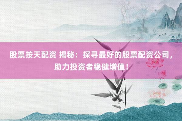 股票按天配资 揭秘：探寻最好的股票配资公司，助力投资者稳健增值！