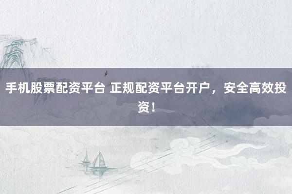 手机股票配资平台 正规配资平台开户，安全高效投资！