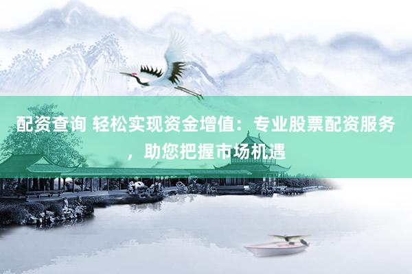 配资查询 轻松实现资金增值:专业股票配资服务,助您把握市场机遇